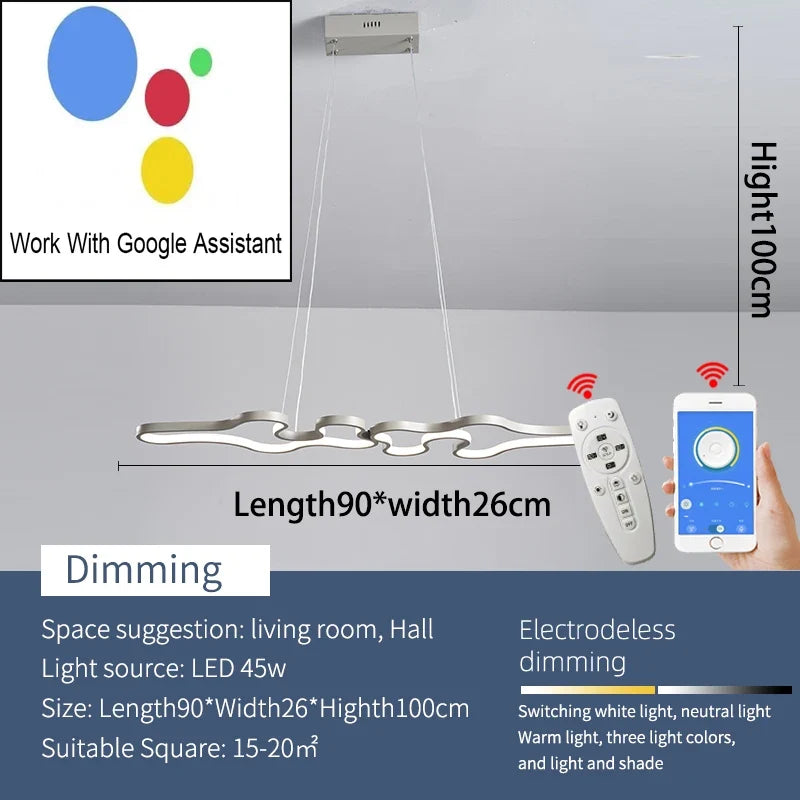 Smart Home Alexa Google Home Modern LED Chandelier, Used For Living Rooms, Restaurants, Bars, Kitchens, Room Chandeliers,
