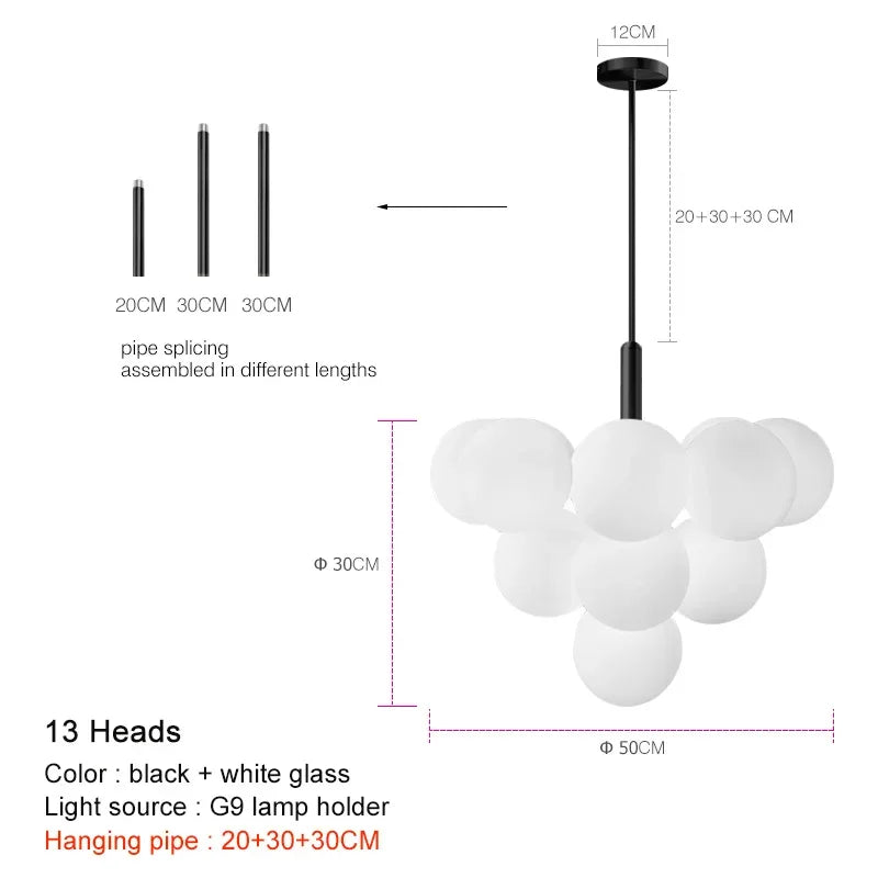suspension led en verre de luxe décoratives idéales pour restaurant