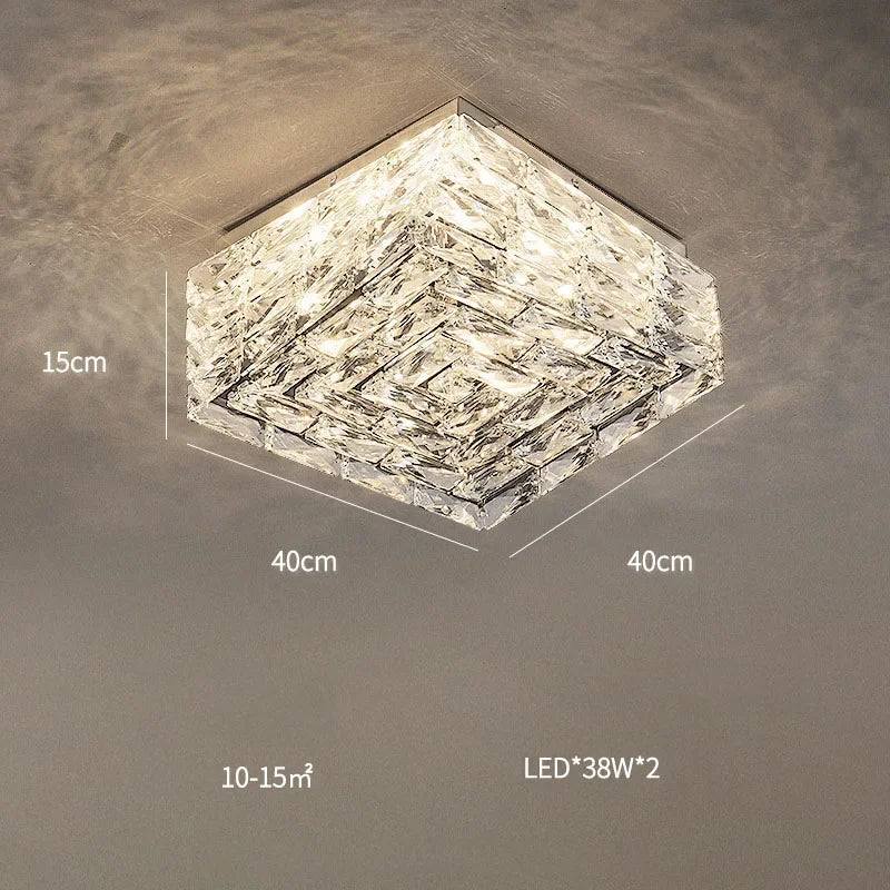 plafonnier led carré en cristal design moderne pour décoration intérieure