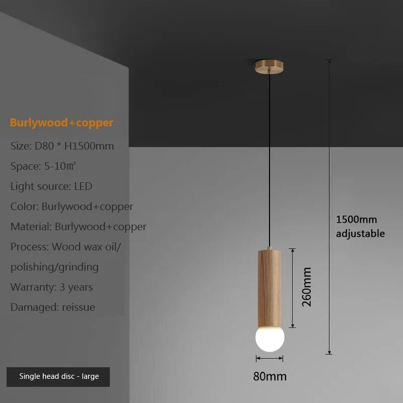 suspension noyer lustre chinois barre tête lampes