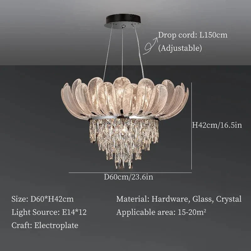 lustre en cristal de luxe pour décoration intérieure