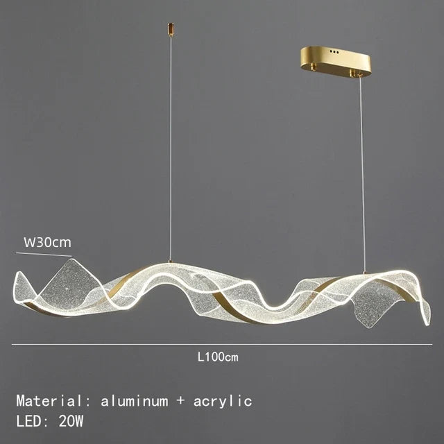 lustre led design moderne pour intérieur réglable en acrylique transparent