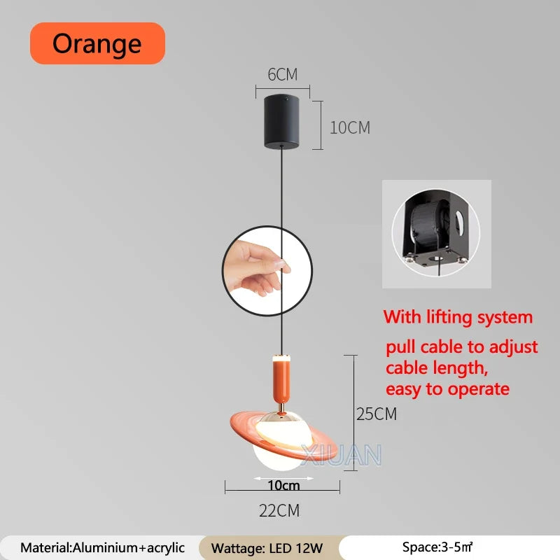 lustre saturno design led ajustable en hauteur