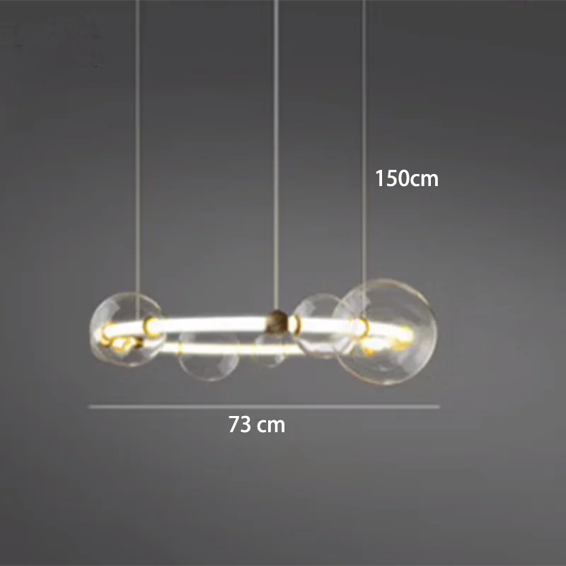 lustre de luxe à bulles longue bande éclairage led en verre transparent créatif