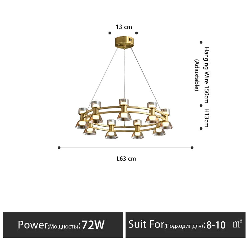 lustre créatif en cuivre et verre design moderne