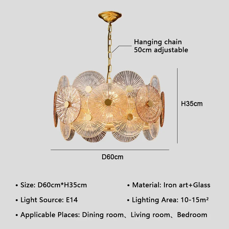 lustre en verre moderne avec lumière led design élégant