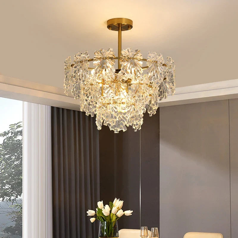lustre moderne en cristal avec fleurs luminaire suspendu