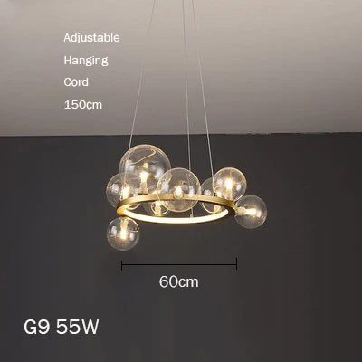 suspension lustre design bulle en verre créatif moderne