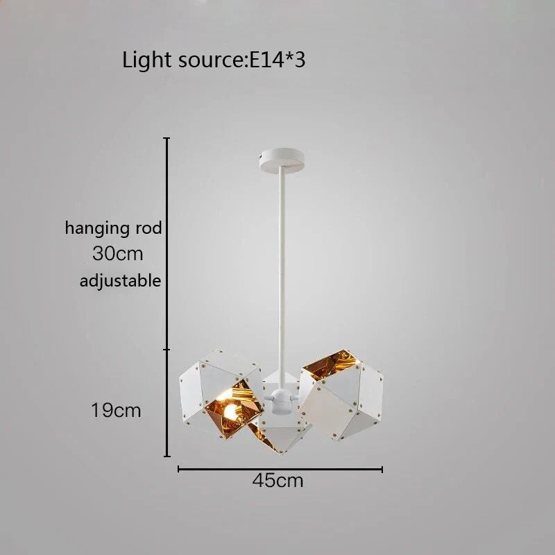 Modern luxury creative LED dining room chandelier New cube art living room decorated kitchen, meeting room hanging chandelier