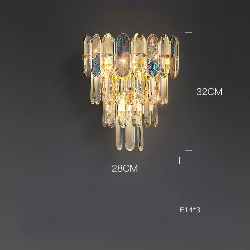 plafonnier led art déco en cristal doré et acier inoxydable