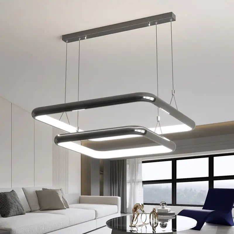lustre moderne led suspension carrée perle pour maison