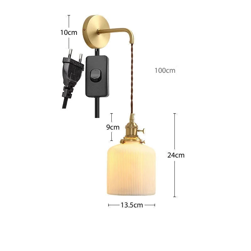Applique murale dorée moderne céramique fil ajustable LED