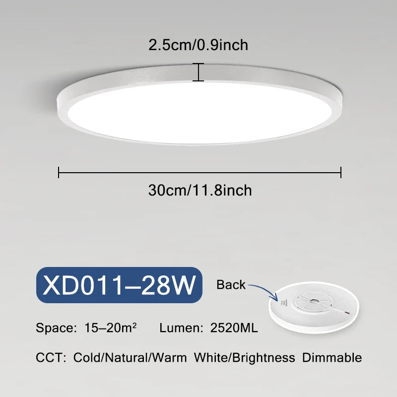 plafonnier led ultra mince moderne rond montage en surface