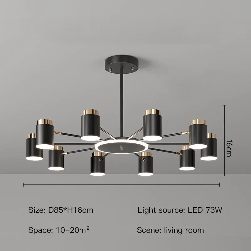 lustre moderne en design simple noir et or