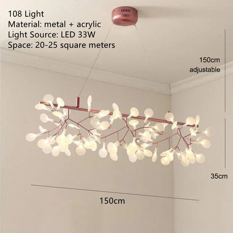 lustre led moderne avec branches rondes pour suspension