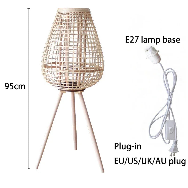 Lampe à vent en rotin avec pieds