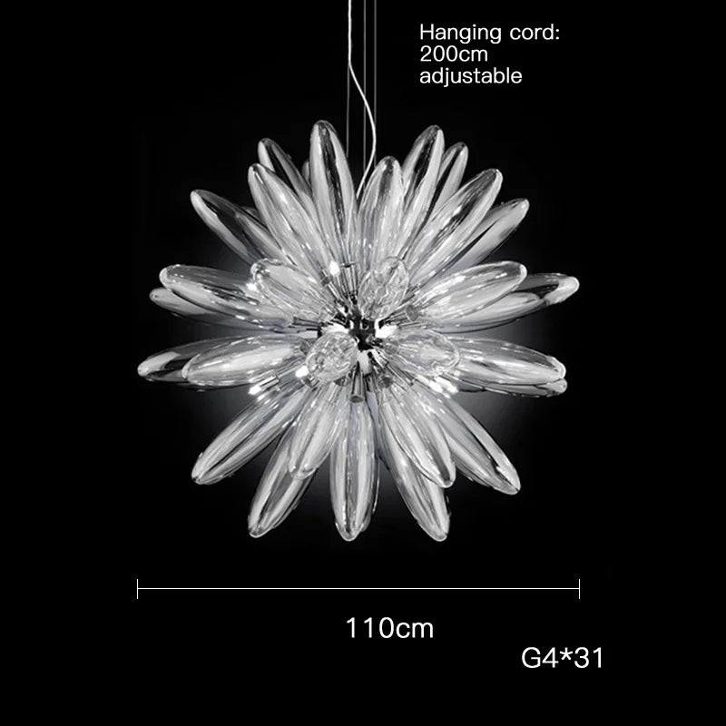 lustre à led design avec abat-jour en verre élégante finition brillante