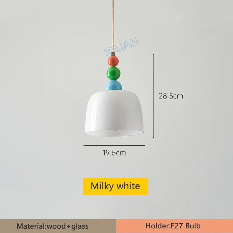 lustre en bois et verre pour bar maison avec led intégrée
