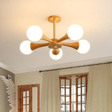 lustre nordique en bois et verre design ferme pour intérieur moderne