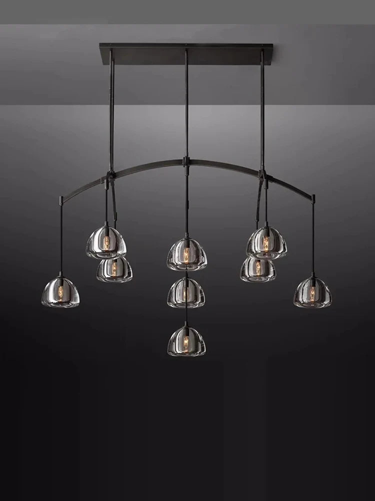 lustre rétro américain en laiton et cristal pour un éclairage élégant