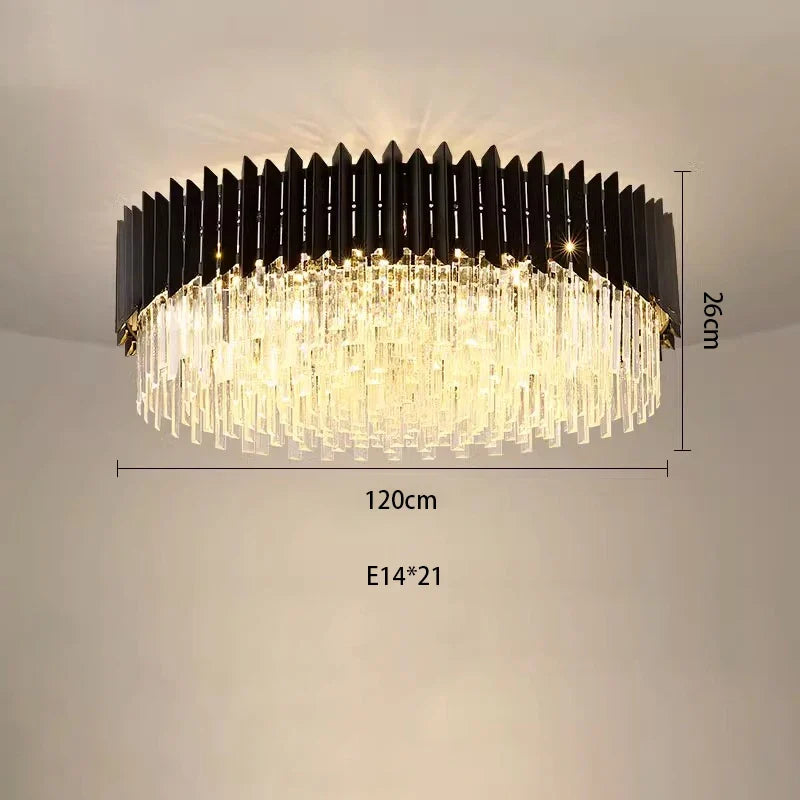 plafonnier led ovales en cristal à intensité variable en or noir