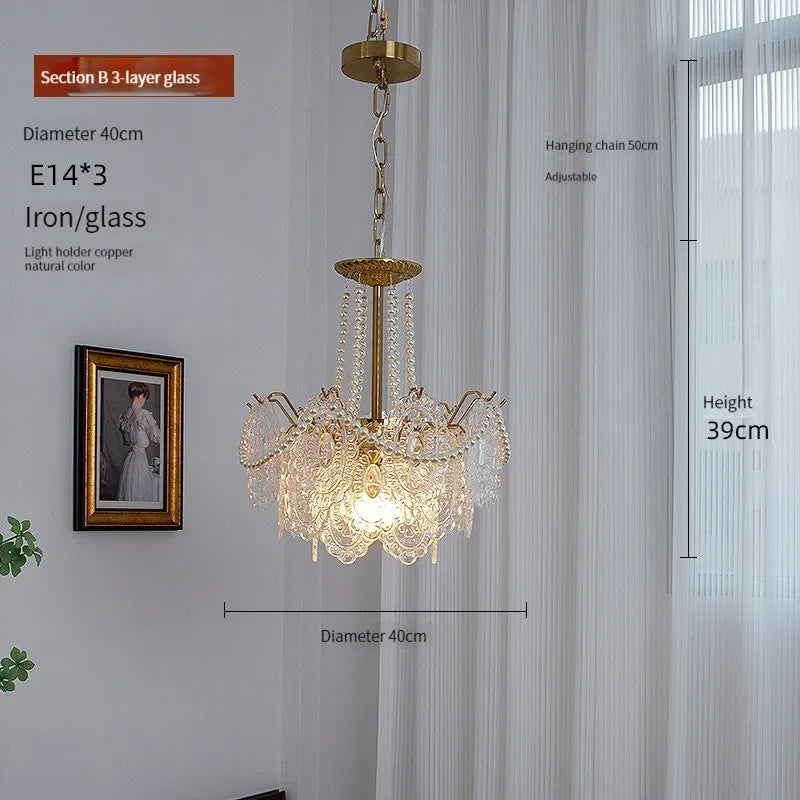 lustre moderne en verre clair pour intérieur élégant