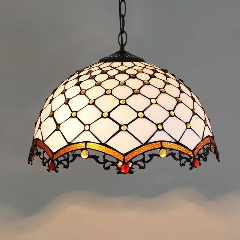 Lustre en verre coloré Tiffany rétro européen