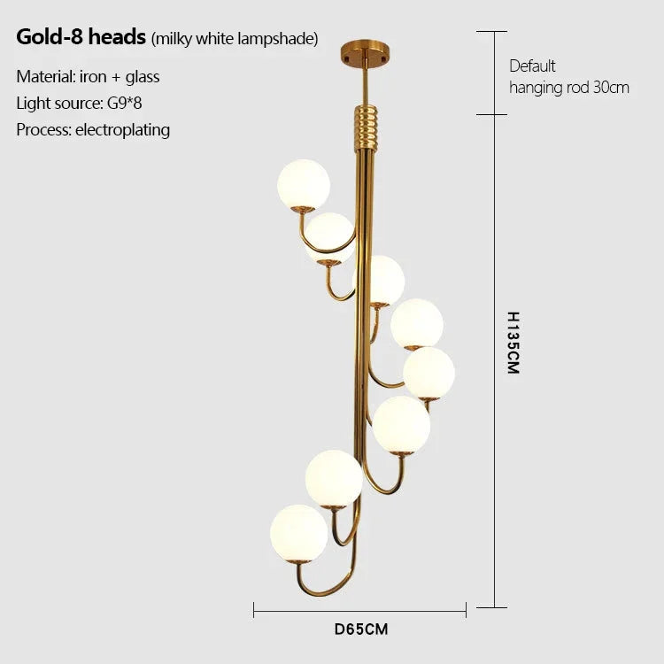 lustre moderne en verre lumineux pour décoration intérieure élégante