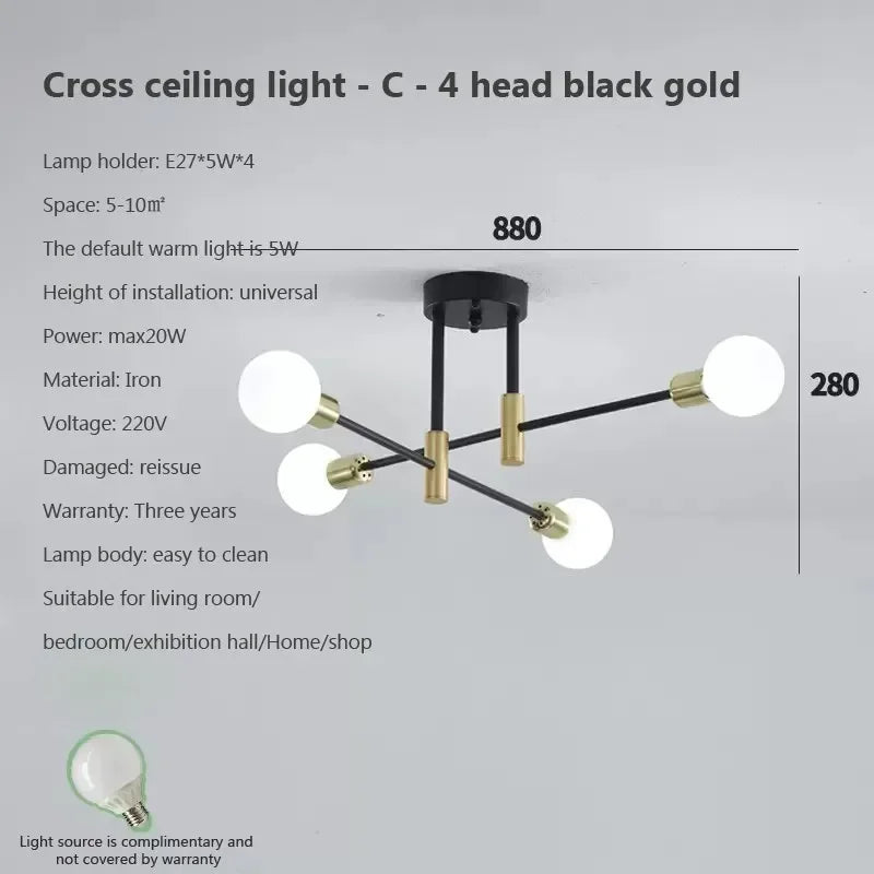 lustre led moderne semi-noir blanc or intérieur salon manger chambre