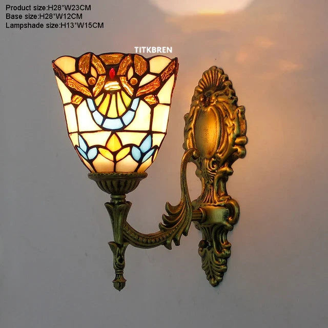 applique murale baroque en verre teinté à fleurs turques