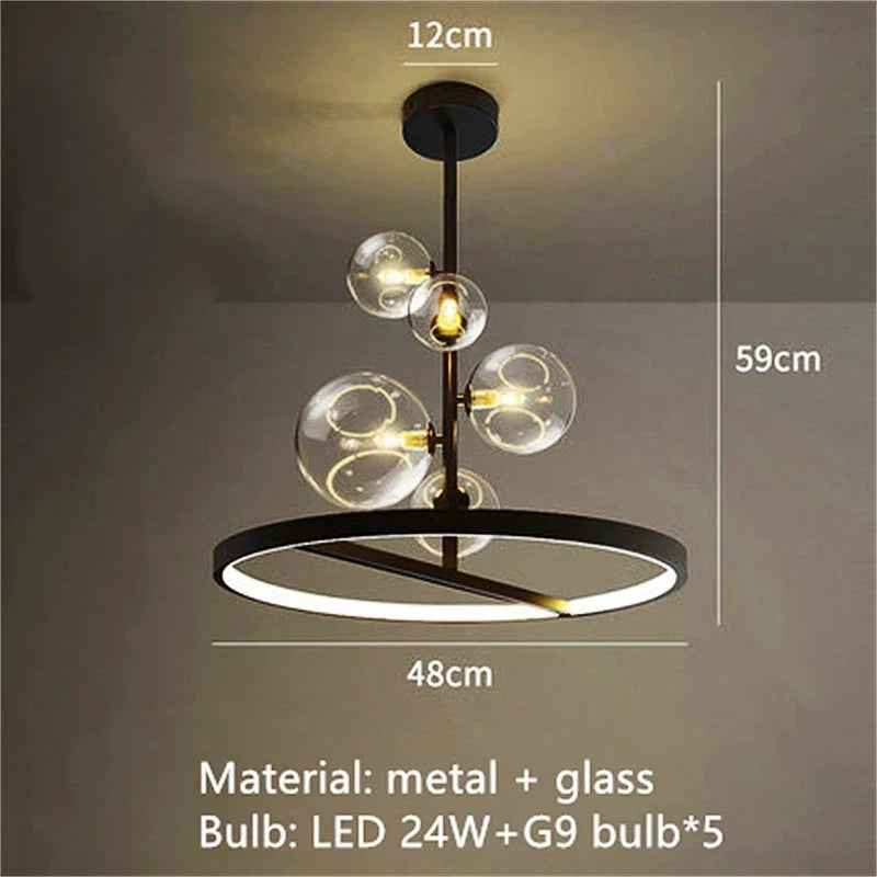 lustre en verre design nordique pour éclairage moderne décoratif
