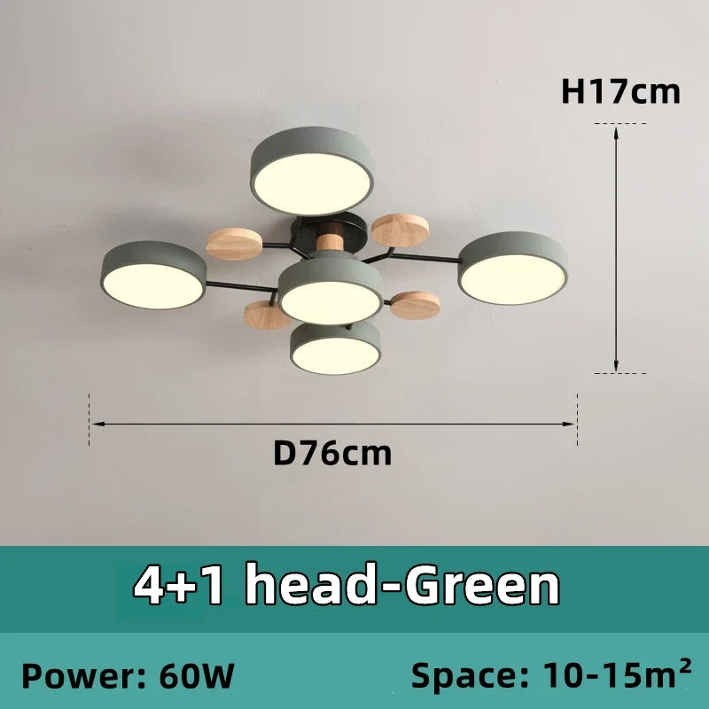lustre en bois led style nordique pour diverses pièces