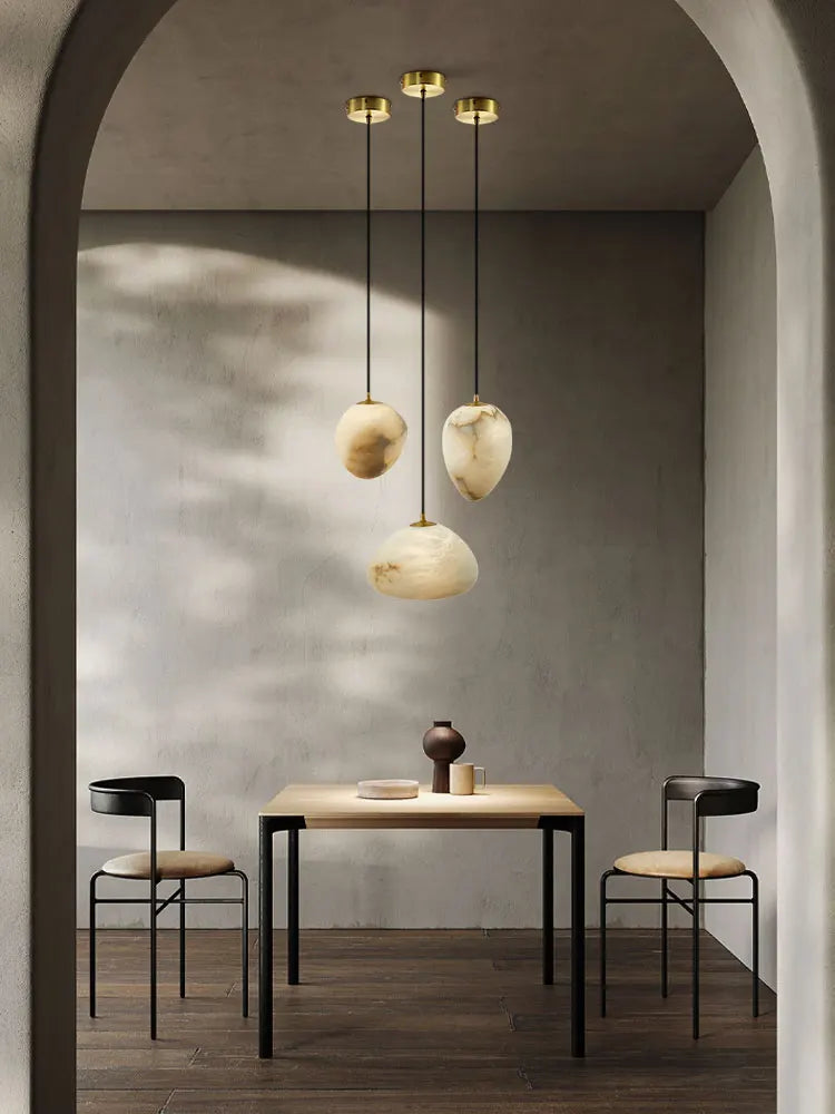 lustre suspendu en marbre géométrique design moderne pour intérieur