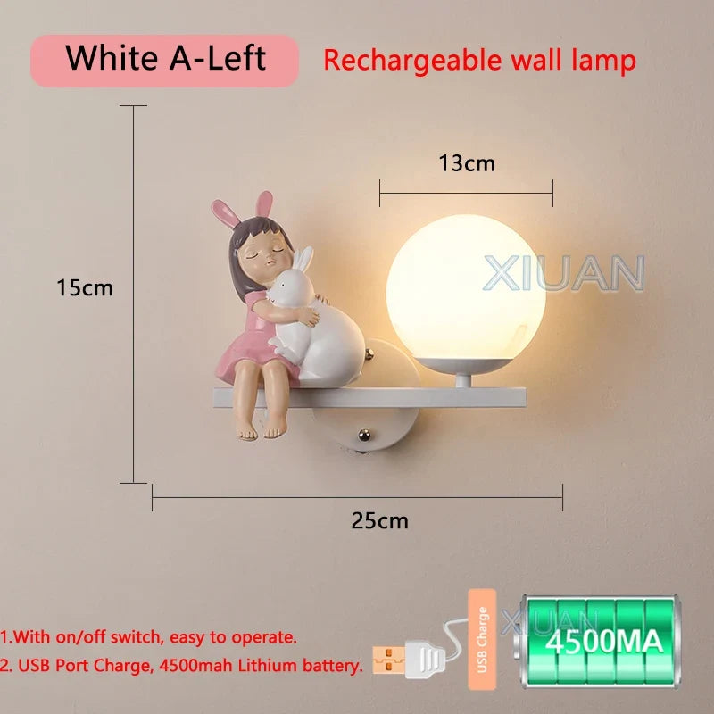 applique murale rechargeable en résine pour chambre d'enfant décorative