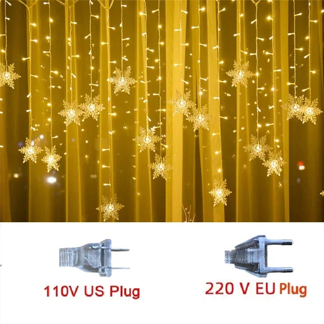 guirlande lumineuse led flocons de neige pour décorations de fête et Noël