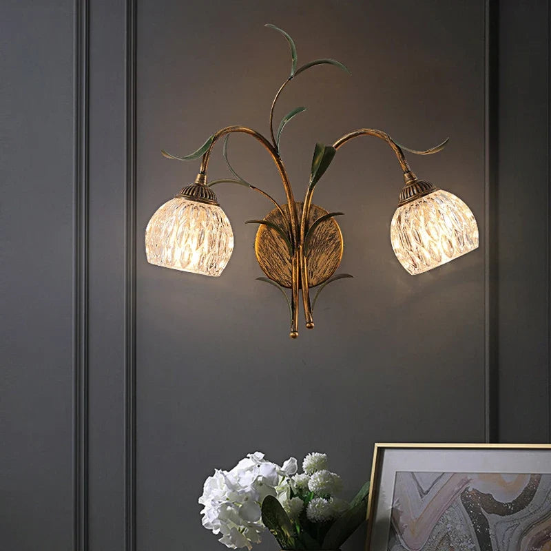 Applique murale style rétro bronze fleur