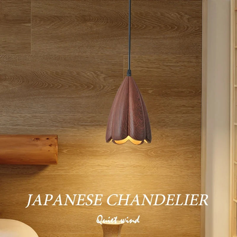 lustre en bois de noyer fait à la main décoration moderne nordique