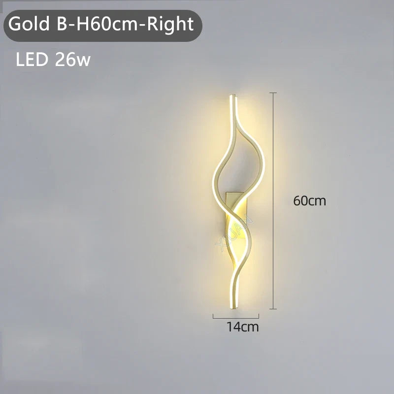 Modern Living Room Long Wall Lights with Anlter Design Gold Black TV Background Decorative Wall Lamp for Bedroom Remote Control