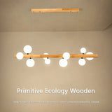 lustre moderne en bois et verre laiteux pour espaces contemporains