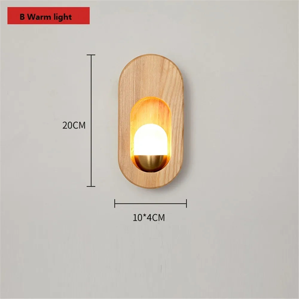 applique murale moderne nordique en bois avec led décorative