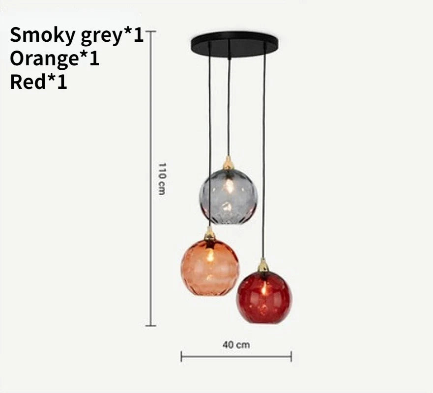 Lustre boule de verre coloré nordique lampes suspendues moderne Grain d'eau Restaurant cuisine luminaire suspendu chambre lampe de chevet
