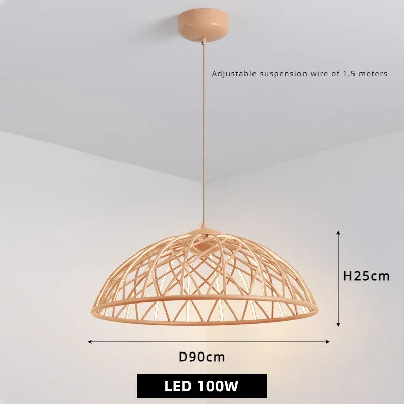 suspension moderne en corde tressée avec lumière led décorative