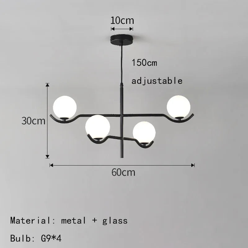 lustre design moderne en verre et métal luminaires suspendus