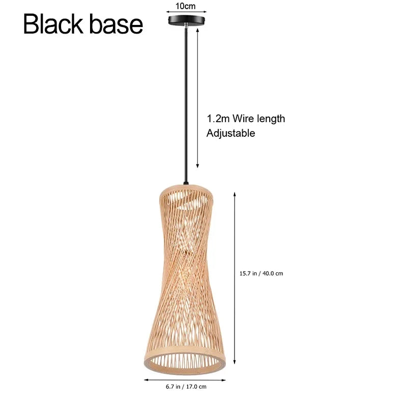 lustre en bambou japonais style chinois en rotin tissé