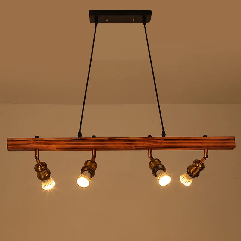 Rétro loft industriel bar lustre restaurant hot pot café lustre en bois magasin de vêtements fond mur spot