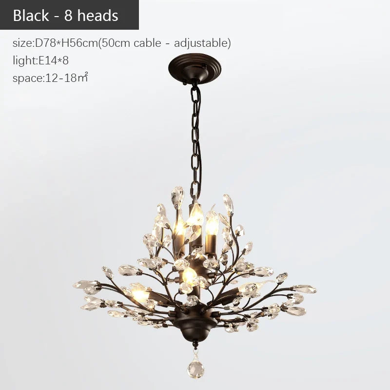 Vintage bougie suspension nordique LED lustre en cristal pour salon chambre cuisine Villa hôtel Hall luminaire