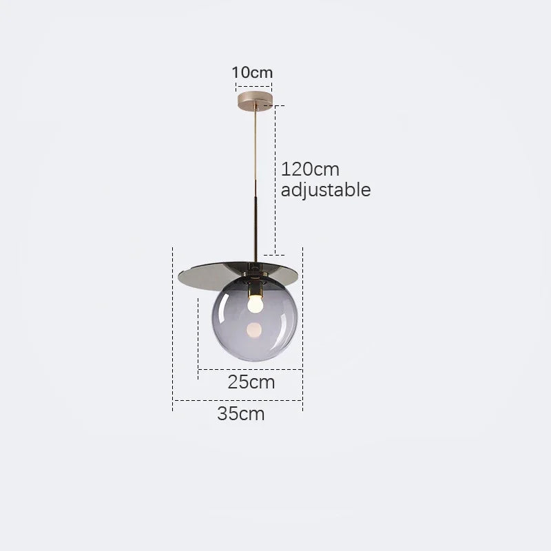 suspension moderne en verre teinté pour décoration intérieure