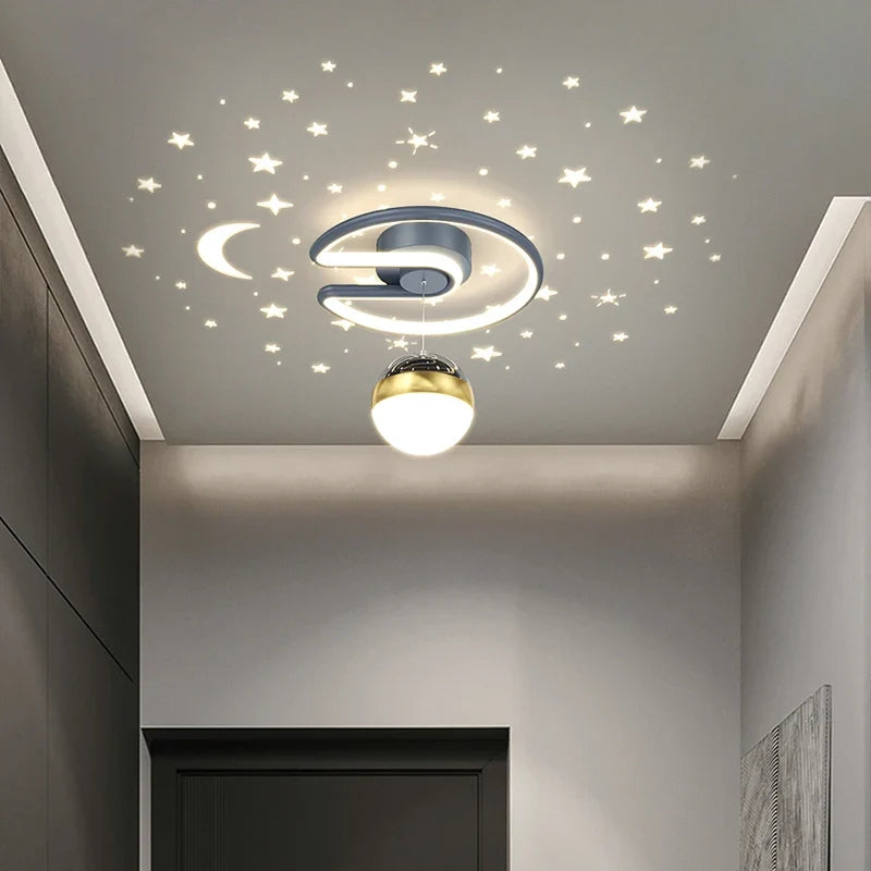 Noir gris 28W LED plafonnier pour couloir boule de verre nuances Foyer allée éclairage intérieur Luminaire Lustre effet étoile