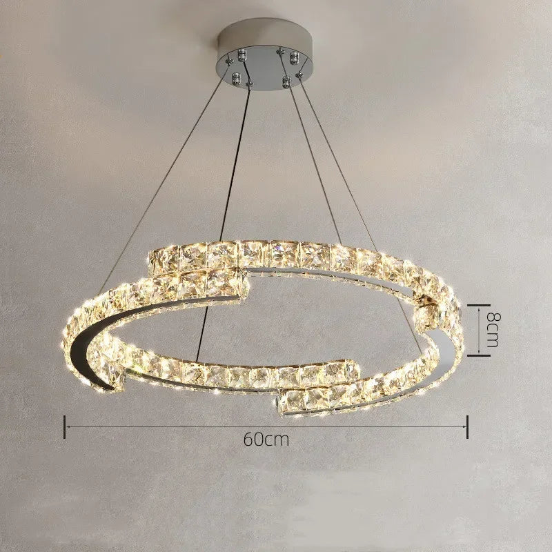 lustre led en cristal design luxe pour décoration intérieure