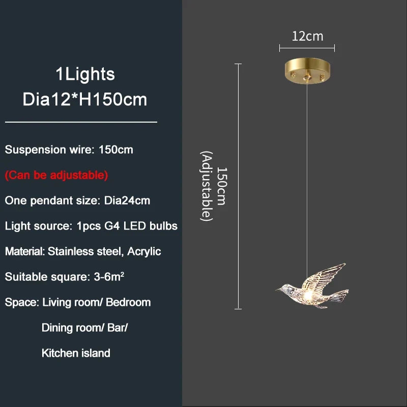 YOULAIKE oiseau design led lustre pour escalier de luxe salon suspendu luminaire couloir longue spirale acrylique lampes